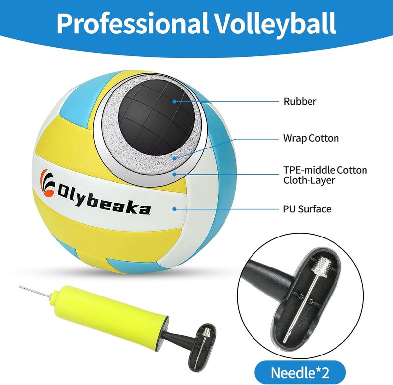 Olybeaka Portable Outdoor Volleyball Net Set for Backyard Beach with Adjustable Poles, Soft PU Volleyball & Pump, Carry Bag and Durable Anti-Sagging Net - Image 4